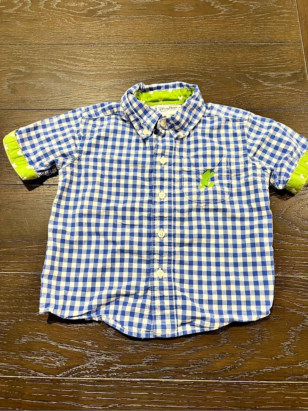 Disney Parks Boys 2T Blue Gingham Button Down Like New